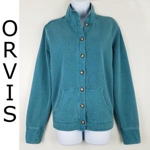 ORVIS PEACOCK COLOR FLEECE JACKET! BUTTON FRONT